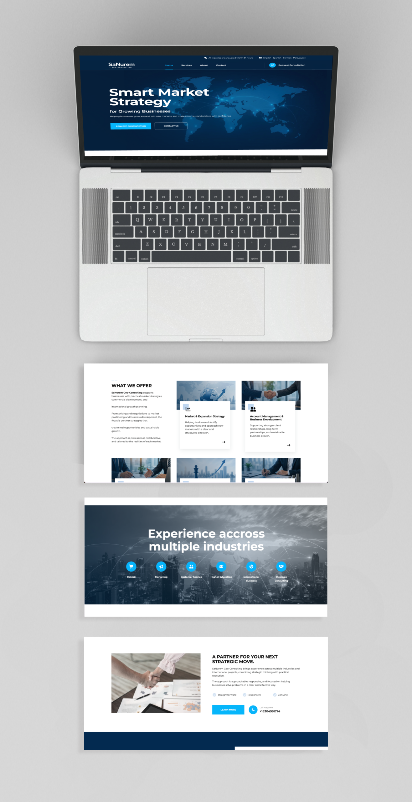 Mockup du site internet sanurem - Geo consulting - Piedras Negras
